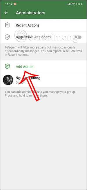 Как назначить пользователя Chat admin required