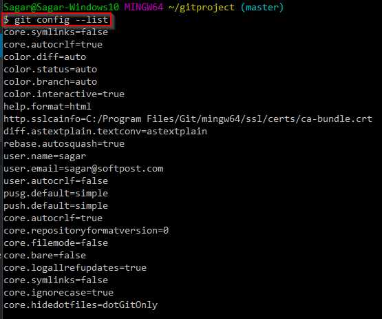 Git config как посмотреть текущие настройки Git config как посмотреть текущие настройки