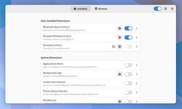 Настройка браузера для работы с сайтом extensions.gnome.org