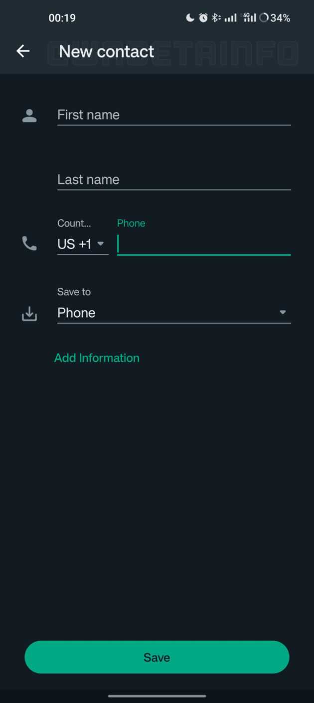 Добавление международных номеров в WhatsApp