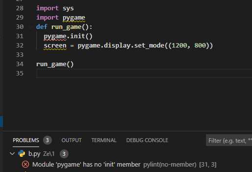 Проверка корректности установки pygame в проекте