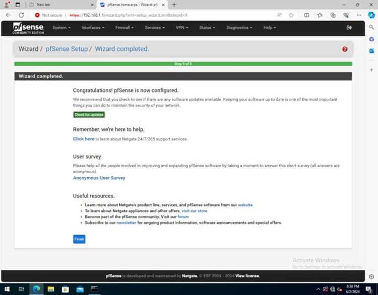 Проверка текущей версии pfsense