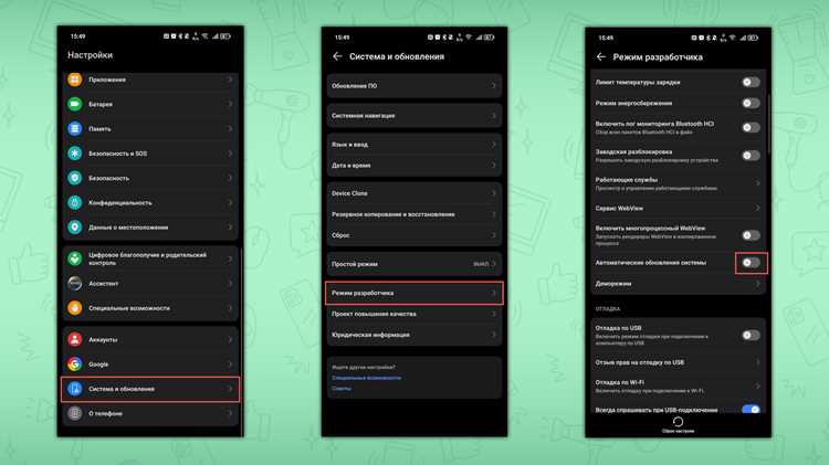 Блокировка обновлений системы через режим разработчика