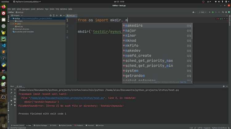 Создание вложенных папок с использованием os.makedirs()