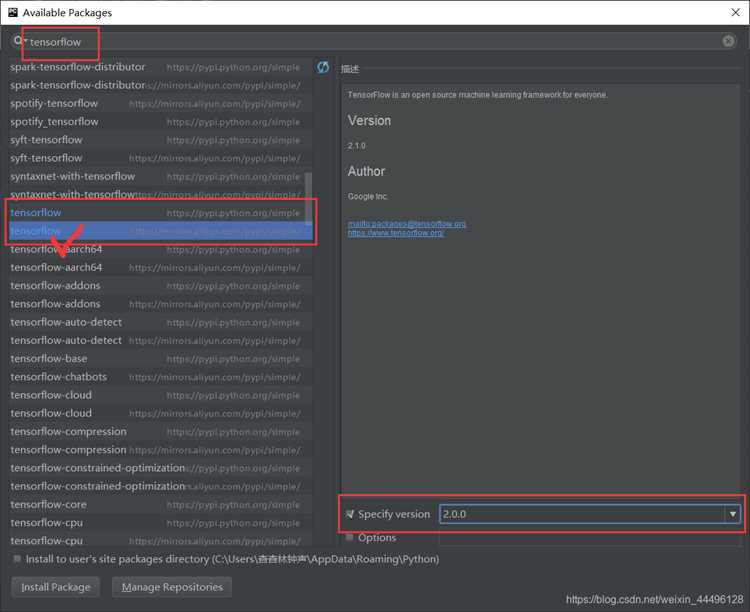Установка TensorFlow через терминал PyCharm