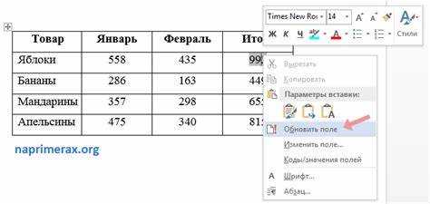 Обновление и проверка формул в таблице