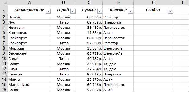 Выделение видимых ячеек при включенном автофильтре