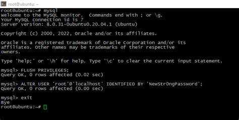 Сброс пароля uroot через командную строку MySQL
