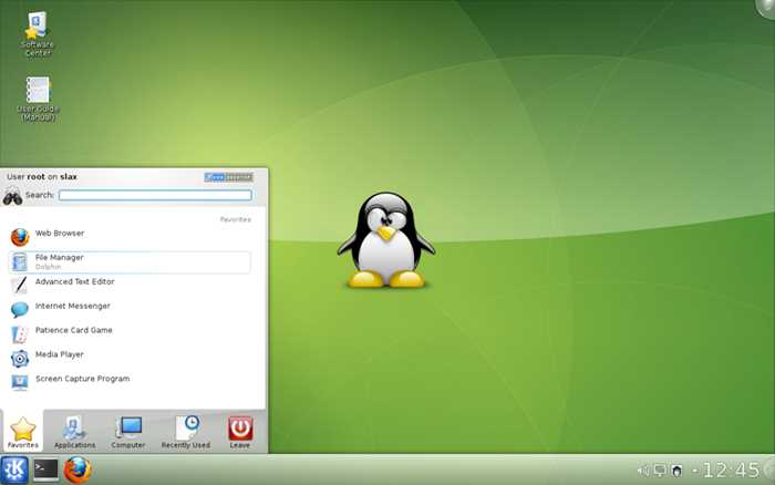 Запуск Slax с USB-накопителя и особенности работы без установки