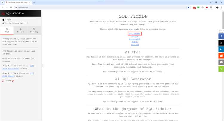 Как импортировать данные в Sql Fiddle с помощью SQL-скриптов