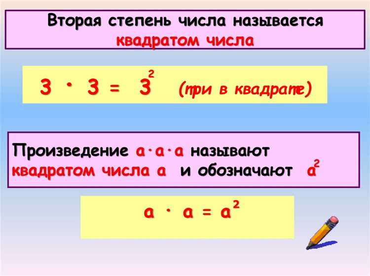 Использование таблицы квадратов для быстрого определения