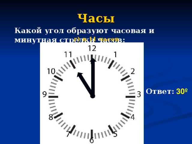 Какой угол между стрелками в 8 часов 10 минут