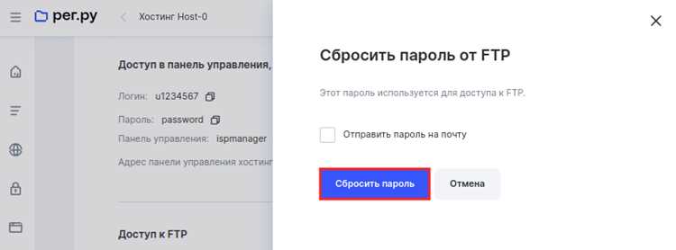 Смена пароля FTP через ISPmanager: точные настройки