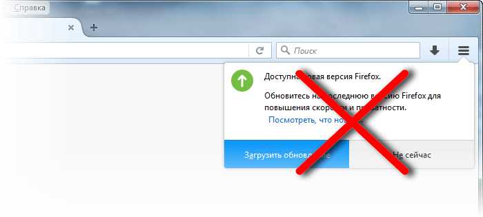 Выключение обновлений через настройки браузера