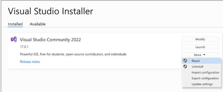 Проверка и устранение проблем после удаления Visual Studio