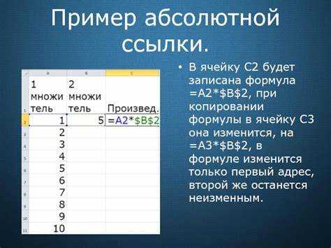 Различия между абсолютными, относительными и смешанными ссылками