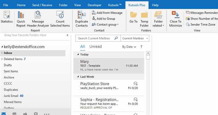 Настройка хранения отправленных сообщений в Outlook