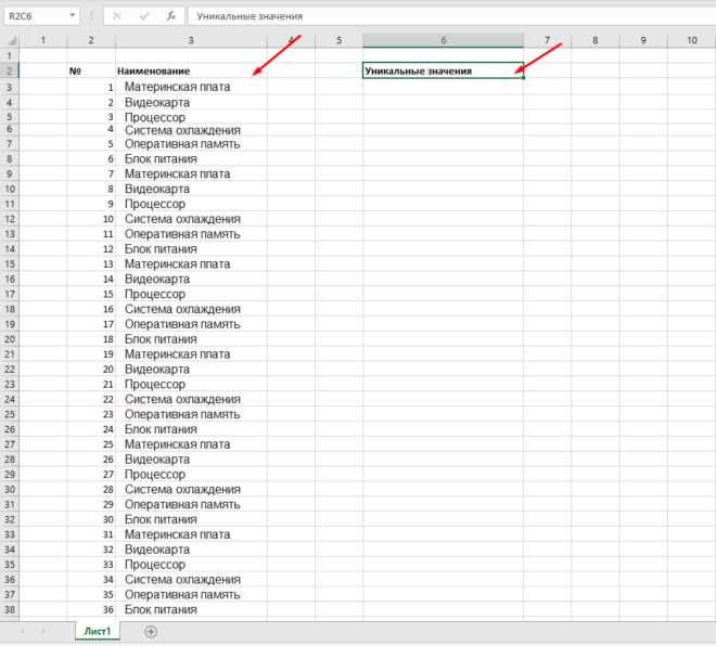 Как посчитать количество уникальных значений в столбце excel Как посчитать количество уникальных значений в столбце excel