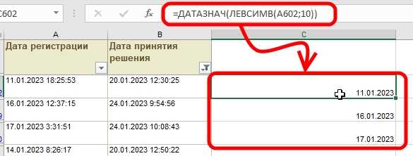Использование функции DATEVALUE в Excel для конвертации дат