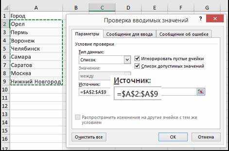 Какие параметры выбрать для корректного отображения списка