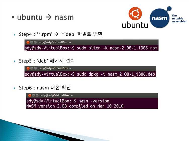 Установка NASM через apt install с разбором параметров команды