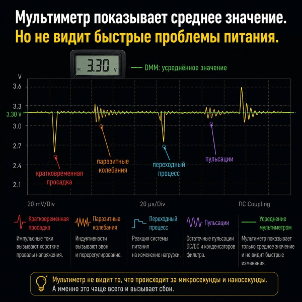 Почему «3,3 В на мультиметре» ещё не означает, что питание хорошее Почему «3,3 В на мультиметре» ещё не означает, что питание хорошее