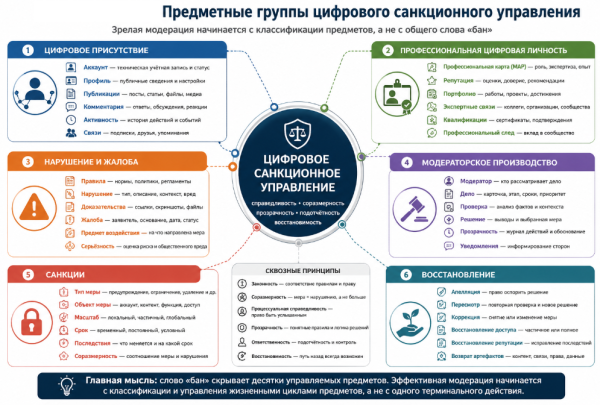 Часть 2. Бан ещё не модерация: как описать цифровые санкции как предметную область Часть 2. Бан ещё не модерация: как описать цифровые санкции как предметную область